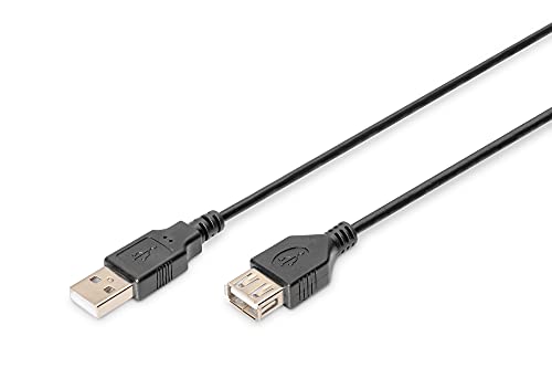 DIGITUS USB 2.0 Verlängerungskabel - 3m - USB-A (Stecker) zu Typ-A (Buchse) - 480 Mbps - Schwarz