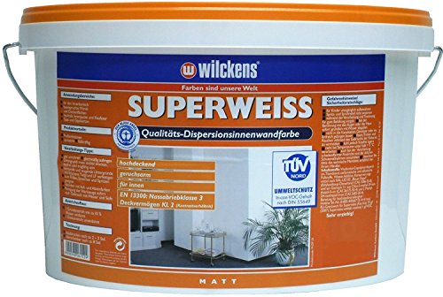 Wilckens Dispersionsfarbe, superweiß innen Wandfarbe weiss blauer Engel (Superweiss 2,5 Liter)