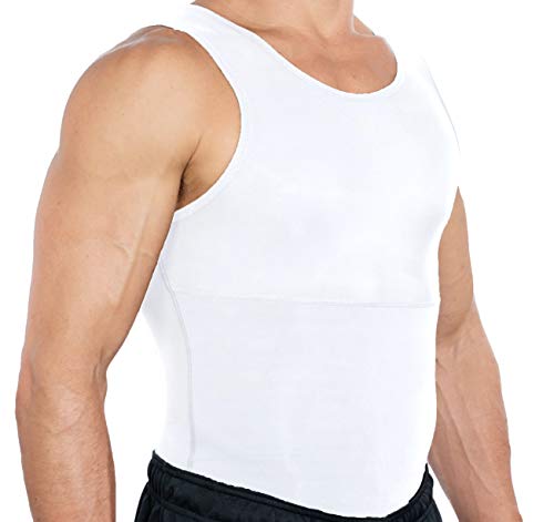 Esteem Apparel Neues Männer Brust Kompression Shirt Abnehmen Body Shaper Unterhemd zu verbergen von Gynäkomastie (weiß, medium)