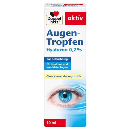 Doppelherz Augen-Tropfen Hyaluron 0,2% – Medizinprodukt ohne Konservierungsstoffe mit lindernder Wirkung bei trockenen Augen – 10 ml sterile Lösung