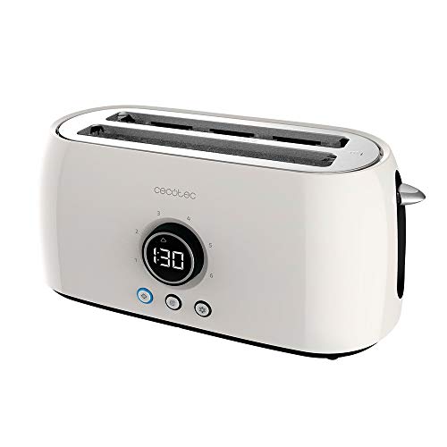 Cecotec Digitaler Toaster ClassicToast 15000 Beige Extra Double, 1500 W, Kapazität für 4 Scheiben Brot, 2 extra breite Langschlitze, 3 Funktionen, LED-Licht, Inklusive oberer Halterungen
