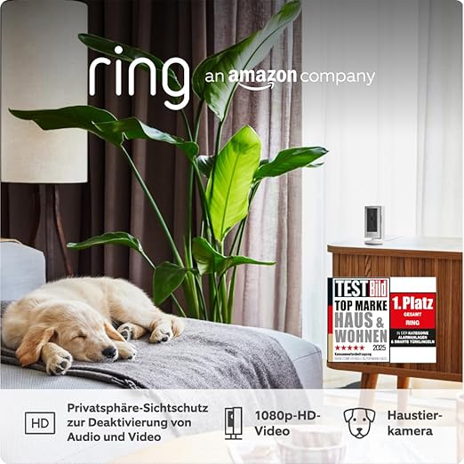 Ring Innenkamera (Indoor Camera 2. Gen.) | Überwachungskamera für den Innenbereich | 1080p-HD-Video, Privatsphäre-Sichtschutz, WLAN, ideal für Haustiere | Mini Sicherheitskamera zur Selbstinstallation