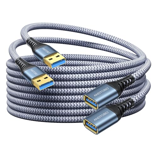 2 Stück USB Verlängerungskabel 3M, USB 3.0 Typ A Stecker auf Buchse Verlängerungskabel High Speed Datenübertragung 5Gbps Kompatibel mit Gamepad, Drucker, Webcam, Tastatur, USB Stick, Hard Drive