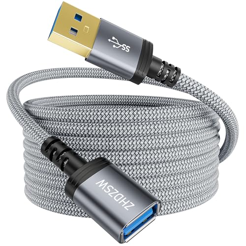Kiuet USB3.0 Verlängerungskabel 3M, Typ A Stecker auf Buchse, Verlängerungskabel, Geflochten, Kompatibel mit USB Tastaturen, Mäusen, Xbox, Flash Laufwerken, Festplatten, Druckern usw