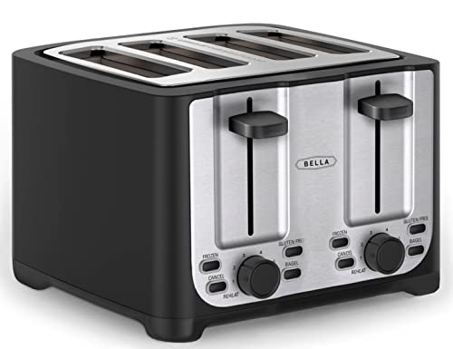 Bella 4 Slice toaster, Black with Stainless Steel