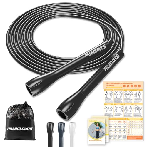Springseil Verstellbares für Speed Skipping, PVC Springseil Erwachsene Fitness für Damen, Herren und Kinder, 3M Leichtes Mit Trainingsposter und ABS Rutschfester Griff