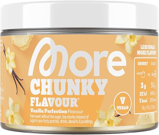 MORE Chunky Flavour, Vanilla Perfection, 150 g, vegan, Geschmackspulver zum Süßen, ohne viel Zucker und Kalorien, mit Inulin und Laktase - made in Germany