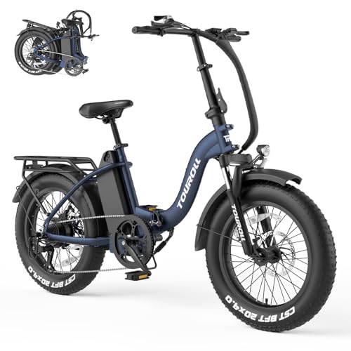 Touroll S2 E-Bike Klapprad Elektrofahrrad mit 20×4.0 Zoll Fat Tire, 48V 720Wh Akku für Lange Reichweite bis 120KM, 250W 55N.M Motor, 7-Gang-All-Terrain E-bike Herren Damen für MTB,Stadtpendler & Wildn