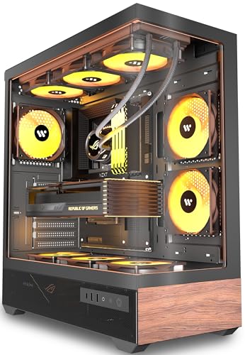 KEDIERS PC Gehäuse Vorinstallierter 5 × 120mm PWM ARGB Lüfter, ATX Mid Tower PC Gehäuse, Computergehäuse mit Panoramaaussicht Gehärtetes Glas Front Panel, Schwarz (G800-MB50F)