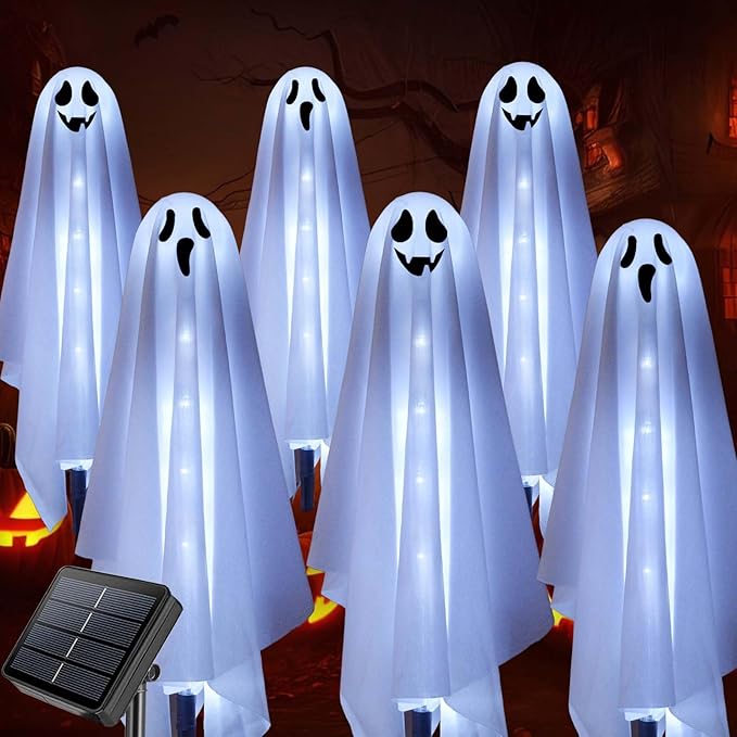 Homeleo Set von 6 Kürbis solarlampen für Halloween Deko Outdoor, Halloween Garten Deko