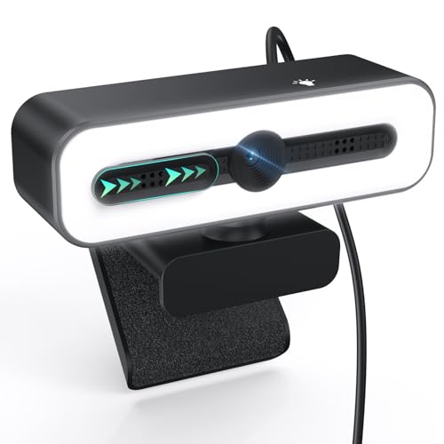 1080P Webcam mit Mikrofon und Licht,USB Webcam für PC Laptop Desktop.USB Kamera für Videoanruf und Aufnahme,Studieren,Web Konferenzen,Full-HD-Webcam Kompatibel mit Windows,Mac,Linux,Unix und Android